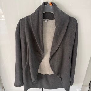 James Perse Dark Gray Open-Front Shawl Collar Cardigan